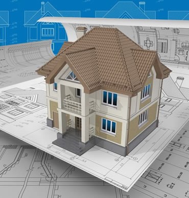 House Model on a Blueprint